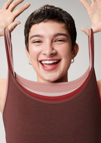 dameshemd katoen spaghettibandjes donkerrood XXL - 19681530 - HEMA